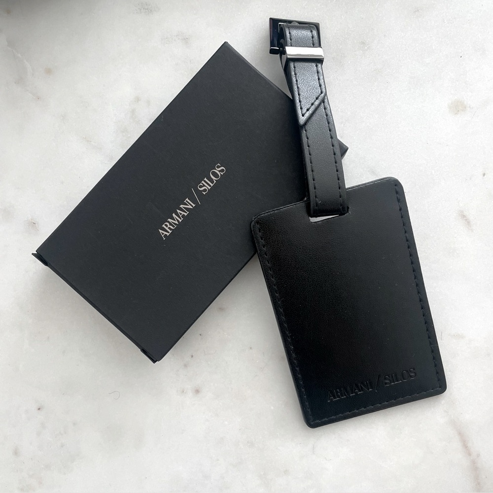 ARMANI SILOS Black Luggage Tag NIB